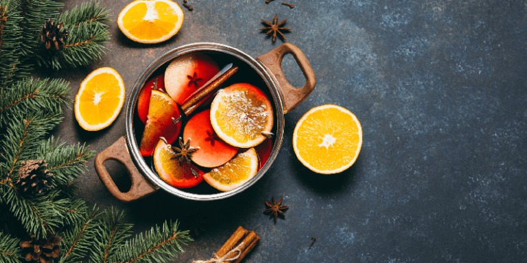 mulled cider wine in a pot