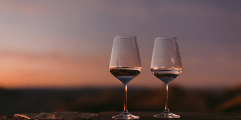 two glasses of unoaked chardonnay wine