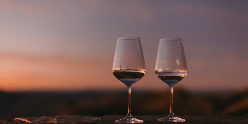 two glasses of unoaked chardonnay wine